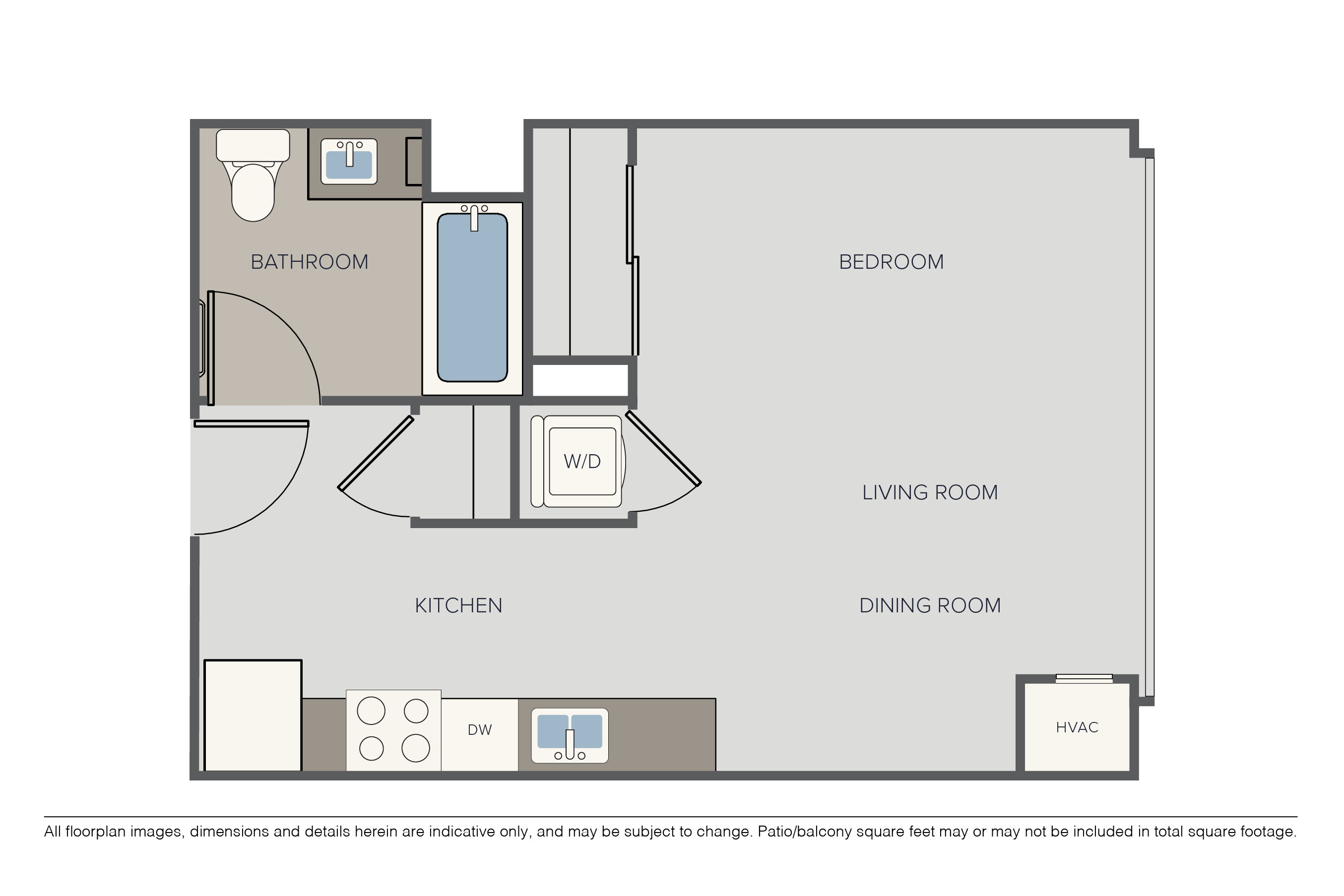 Floor plan for studio, 1 bath, 484 sqft